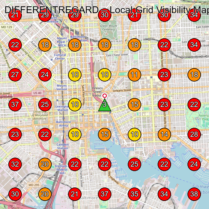 DIFFERENTREGARD GeoGrid visibility map for Clothing Store in Baltimore